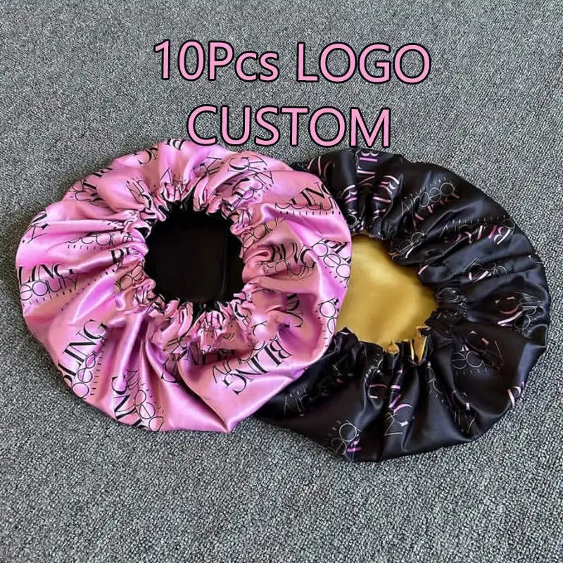 Hot deal: Custom Silk Bonnets Personalized Satin Sleep Cap Women Adjustable Hair Hat Beauty Night Sleeping Cap All Over Logo Customize