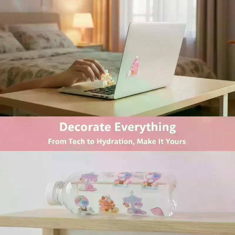1/4Pcs Cartoon Night Light 3D Relief Stacking Stickers Fun Series New Micro Scene Crystal Stacking Stationery School Supplies