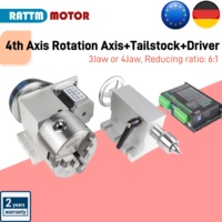 【EU Stock】K11 K12 80mm 100mm 3 Jaw or 4Jaw Chuck 4th Axis+Tailstock Dividing Head Rotation Axis with Nema23 stepper Motor Driver