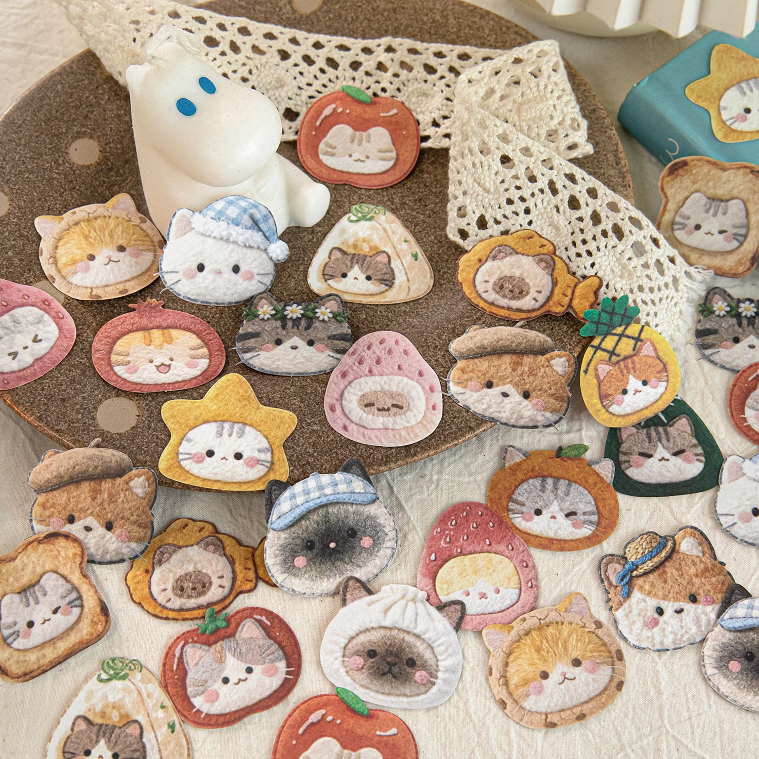 40pcs/pack Poke Cat House Series Kawaii Fun Cartoon Cat Pattern Sticker DIY Diary Scrapbook Aesthetics Stationery Sticker