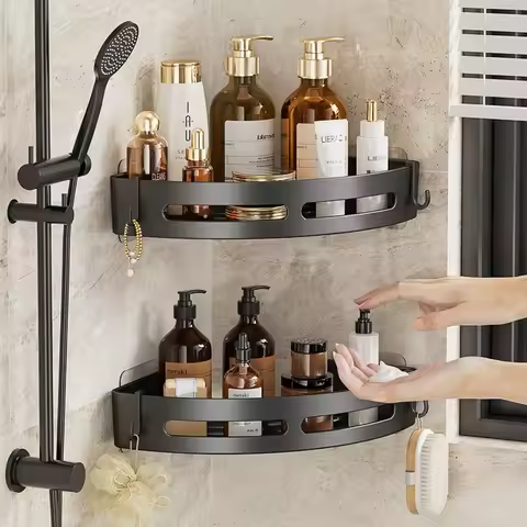 3/2/1 PCS Adhensive Bathroom Shampoo Holder Shower Caddy Shelves Storage No Drill Shelf Corner Towel Holder Shelves For Bathroom