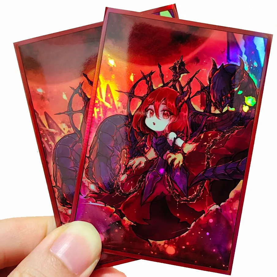 63x90mm 50PCS Holographic Sleeves YUGIOH Card Sleeves Illustration Anime Protector Card Cover for Board Games Trading Cards