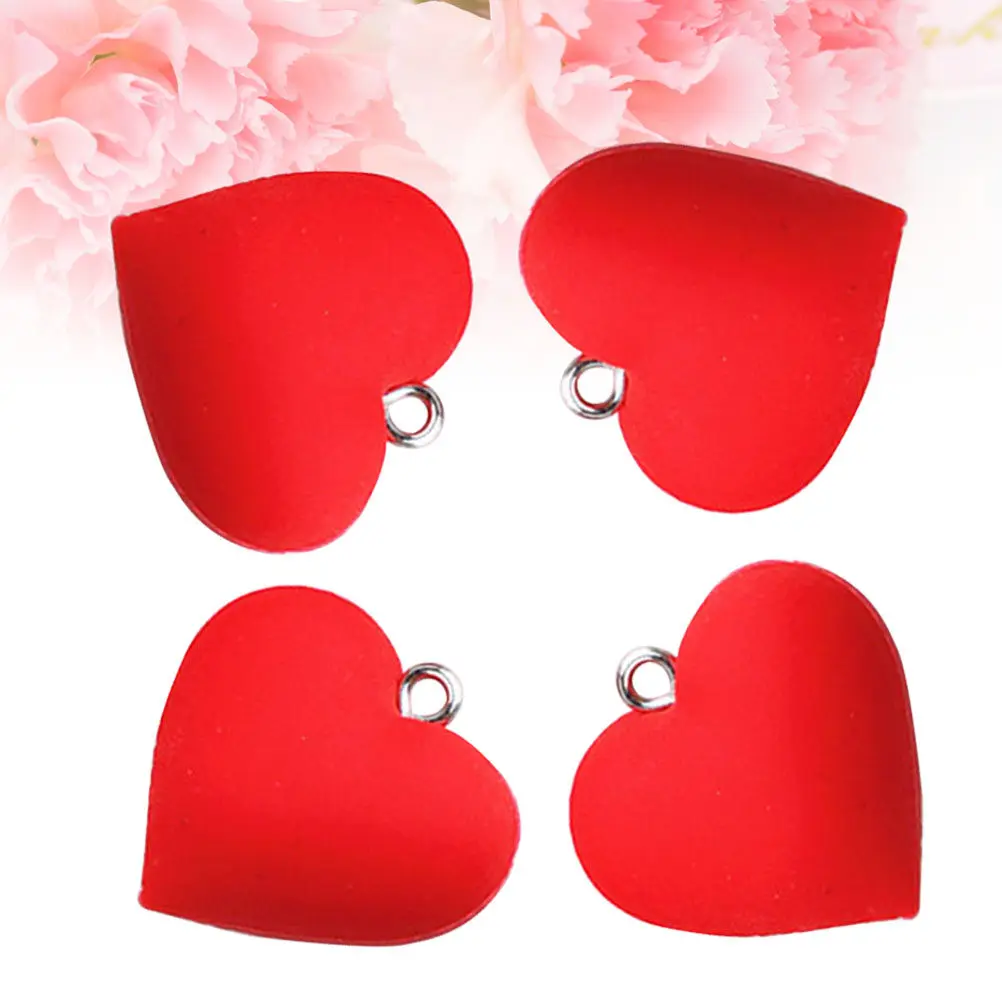 10Pcs Red Rubber Heart Eardrop Pendants DIY Jewelry Making Supplies Necklace Bracelet Earring Charms Handmade Accessories Gift