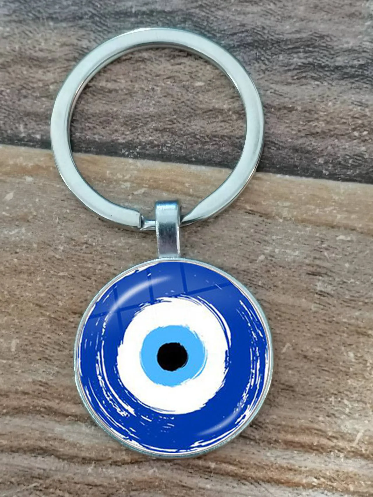 Schönheit Blau Bösen blick Religiöse Foto Runde Glas Cabochon Schlüsselbund Tasche Auto Keychain Schmuck Keychain Geschenk – Detail 7