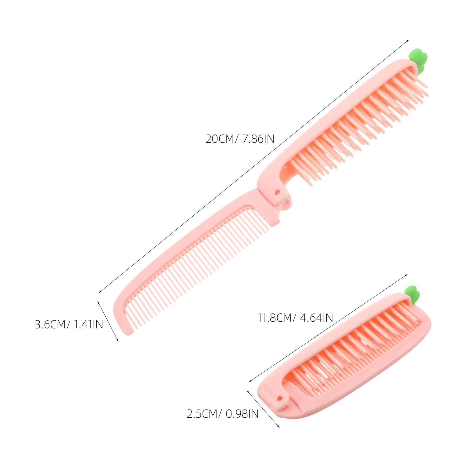 4Pcs Carrot Kids Folding Fine Tooth Comb Cartoon Pocket Comb Portable Travel Hair Brush for School Parties Daily Use Pink