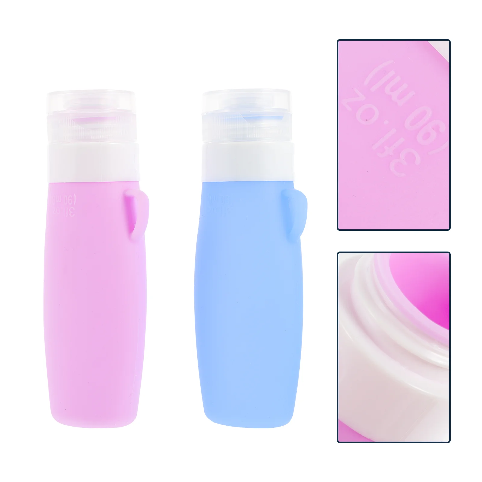 

90 Ml Bottle Set Silicone Dispensing Squeeze Bottles for Lotion Hair Shampoo Dispenser Empty Small Travel with Cover Containers