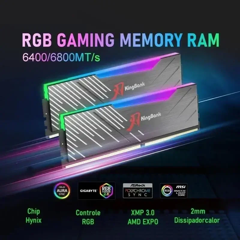 

US.EU DDR5 Memory Ram DDR5 6400MHz 6800MHz 32GB (16GB X2) 64GB ( 32GB X2) Memoria Ram DDR5 RGB XMP3.0 Computer Desktop New