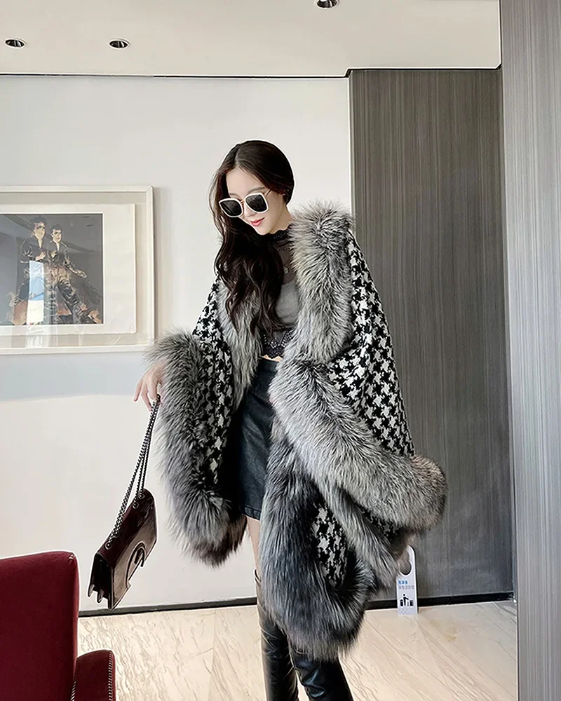 Plus Size Loose Faux Fur Jacket Women Thick Autumn Winter Korean Maxi Coat Long Warm Luxury Fur Parkas Furry Outerwear