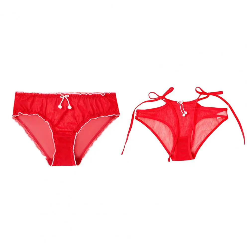 

Sexy Mesh Sheer Underwear for Women Red Seamless Low Rise Panties Soft See Through Breathable Briefs Tight Fit Panties Underwear