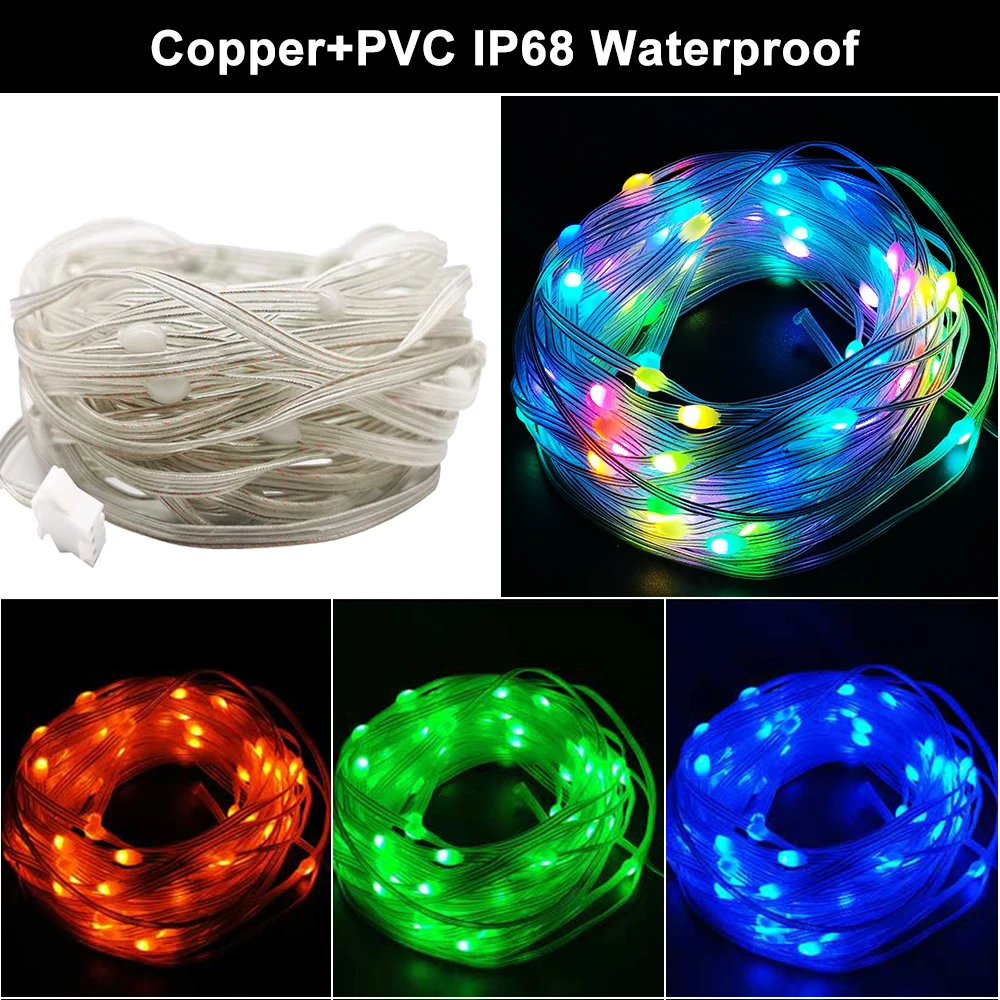 DC5V WS2812B Led String Individually Addressable 3PIN 5050 RGB Strip Light Smart Dream Color Christmas Party Decoration IP68