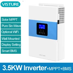 Visture Hybrid Solar Inverter Pure Sine Wave MPPT BMS 3.5kw 24v to 220v Solar Charger Power Home Inversor WiFi App control