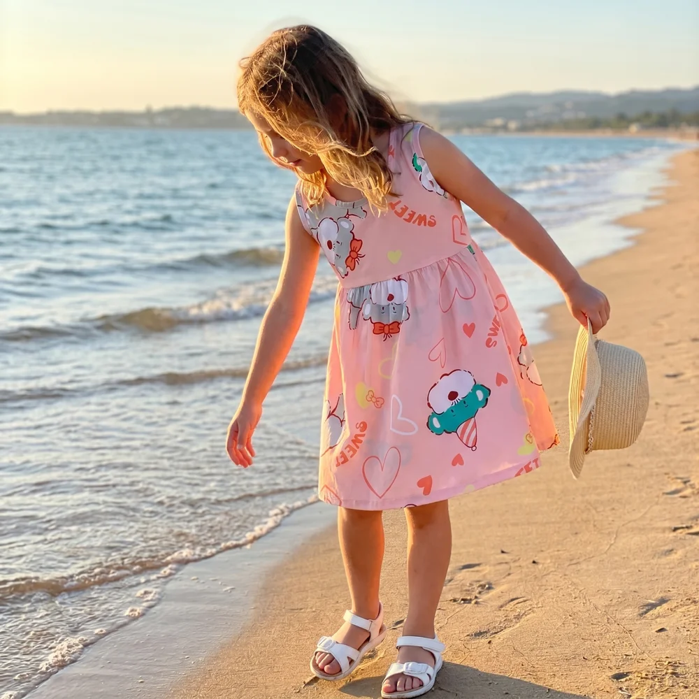 Girls Sleeveless Dress New Cute  Printed Princess Dress Toddler Kid Breathable Comfy Sundress for1-12Y 2026 Summer New Clothing
