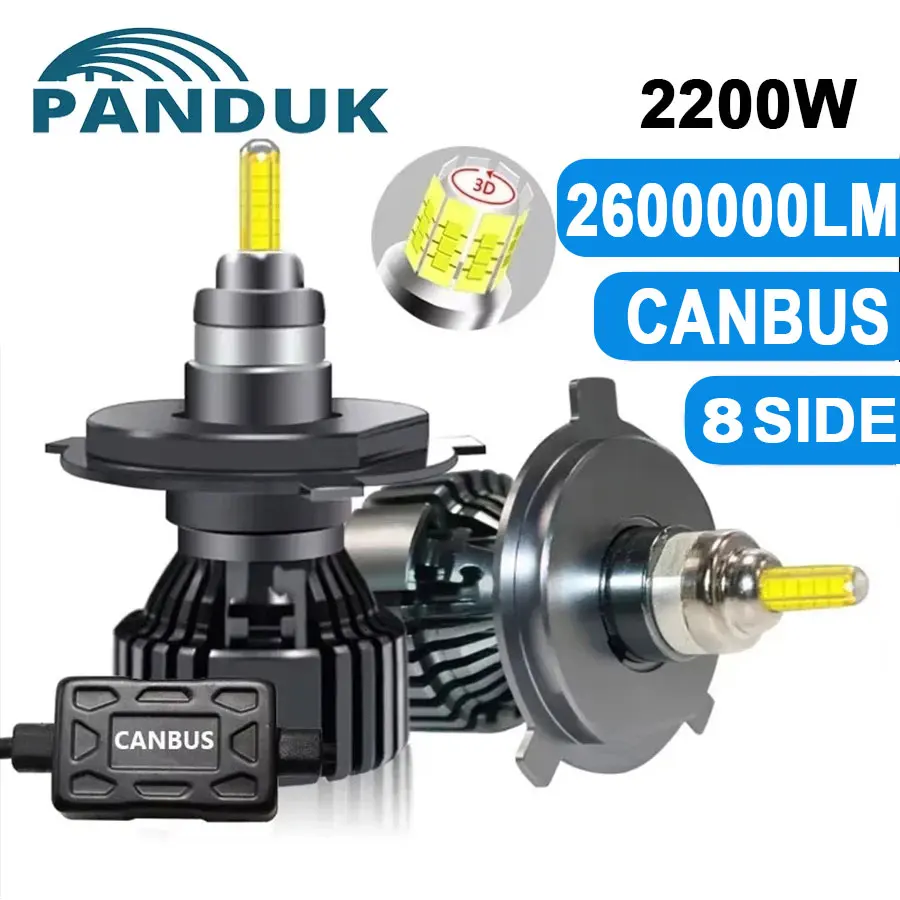 

PANDUK Car Headlight BulbH7 H4 LED H11 Canbus 2600000LM 2200W LED H8 HB4 HB3 9005 9006 D1S D2S H1 LED lamp Fog lights 6000K 12V