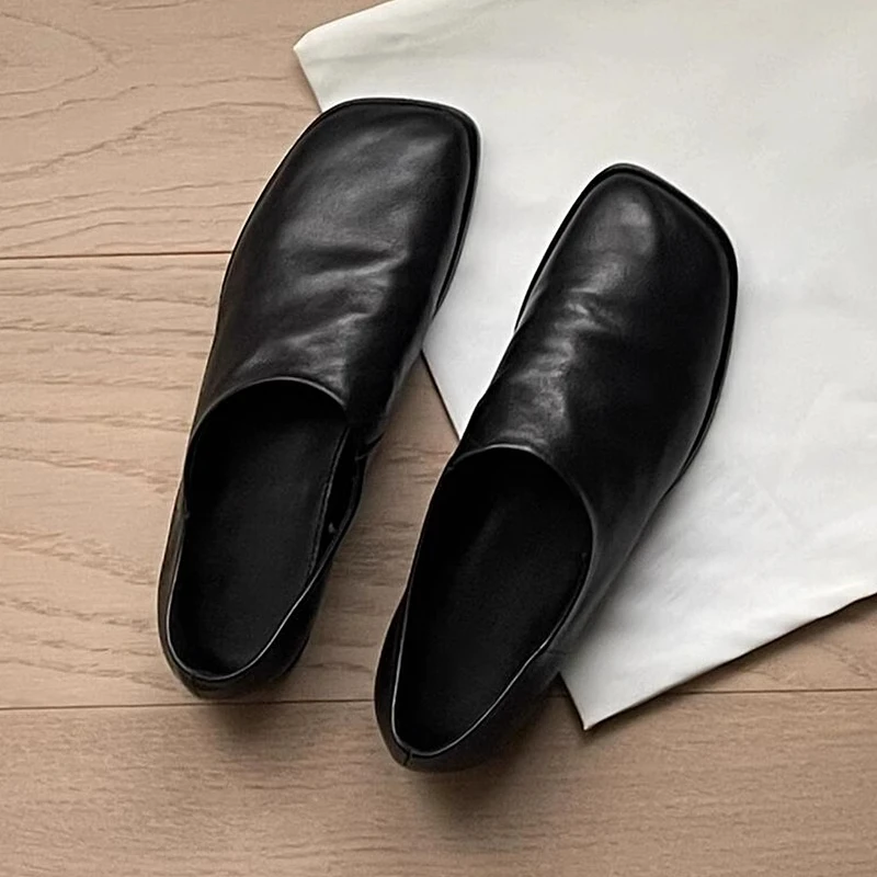 

ex Свободные туфли без шнуровки с плоской головкой. Удобные пригородные туфли на плоской подошве. Модные модные корейские туфли для пар.