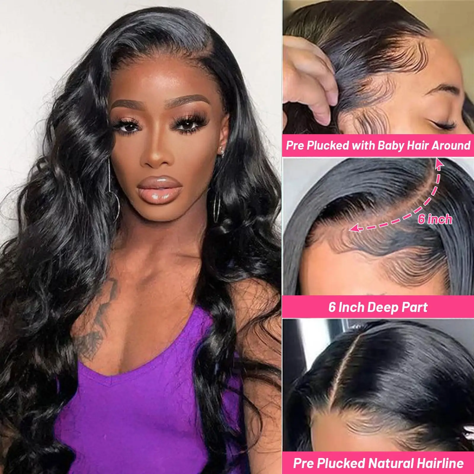 Glueless Body Wave Wig para Mulheres, HD Lace Front, Cabelo Humano, Water Wave, Cheap, Venda, 200 Densidade, 13x6