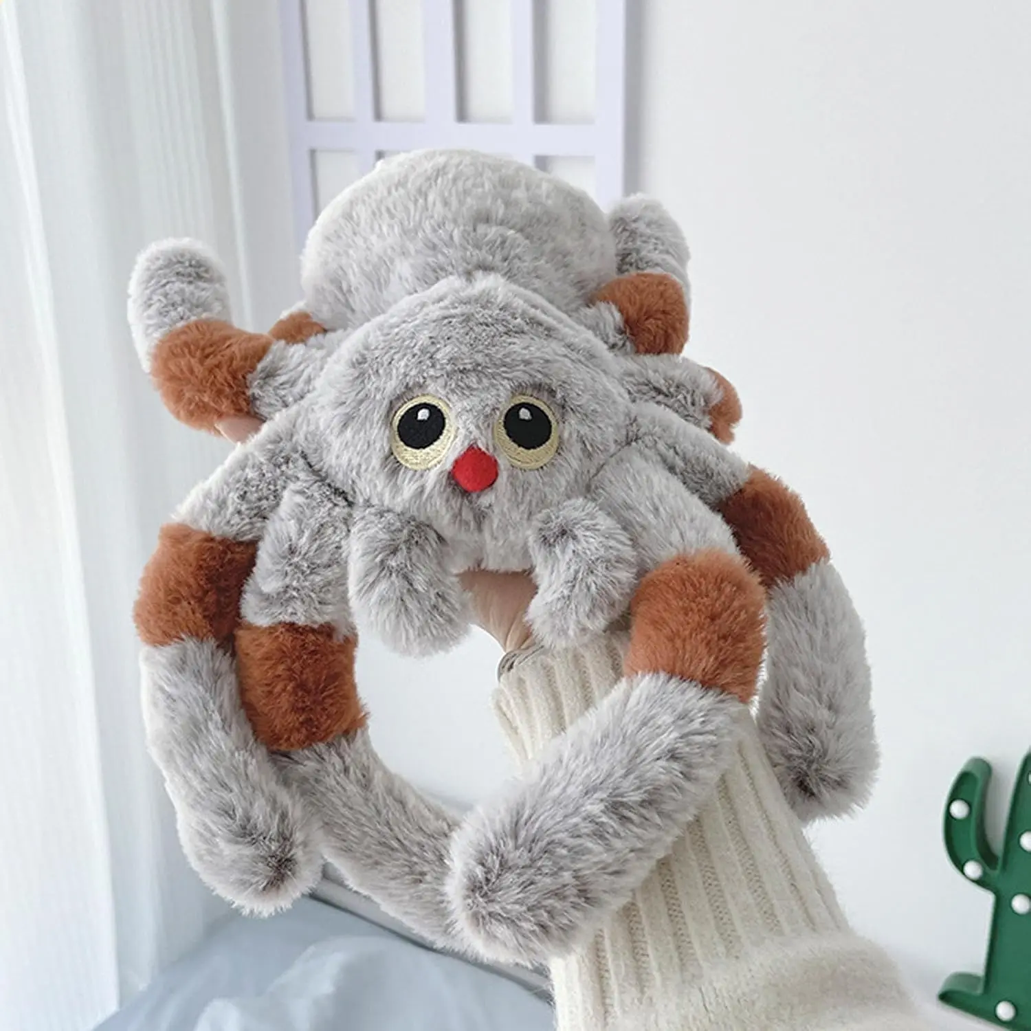 Juguete de peluche de araña de ojos grandes, almohada de peluche de nariz roja de araña gris, animales de araña adorables, Huggable juguete de peluche, 30/50cm