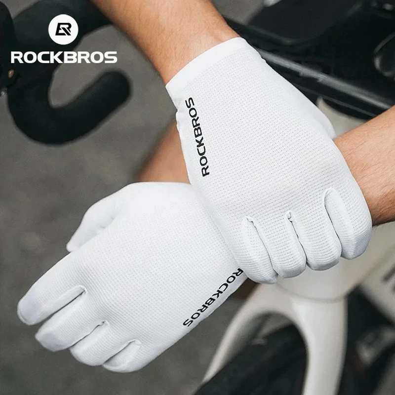 

ROCKBROS Summer Spring Cycling Gloves Breathable Shock Absorption High Elastic Mesh Touch Screen MTB Road Full Finger Gloves