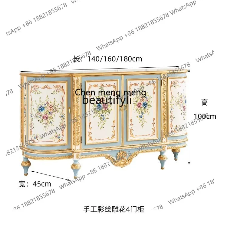 X  Carved decorative villa entrance cabinet partition shoe cabinet, high-end dining side cabinet solid wood