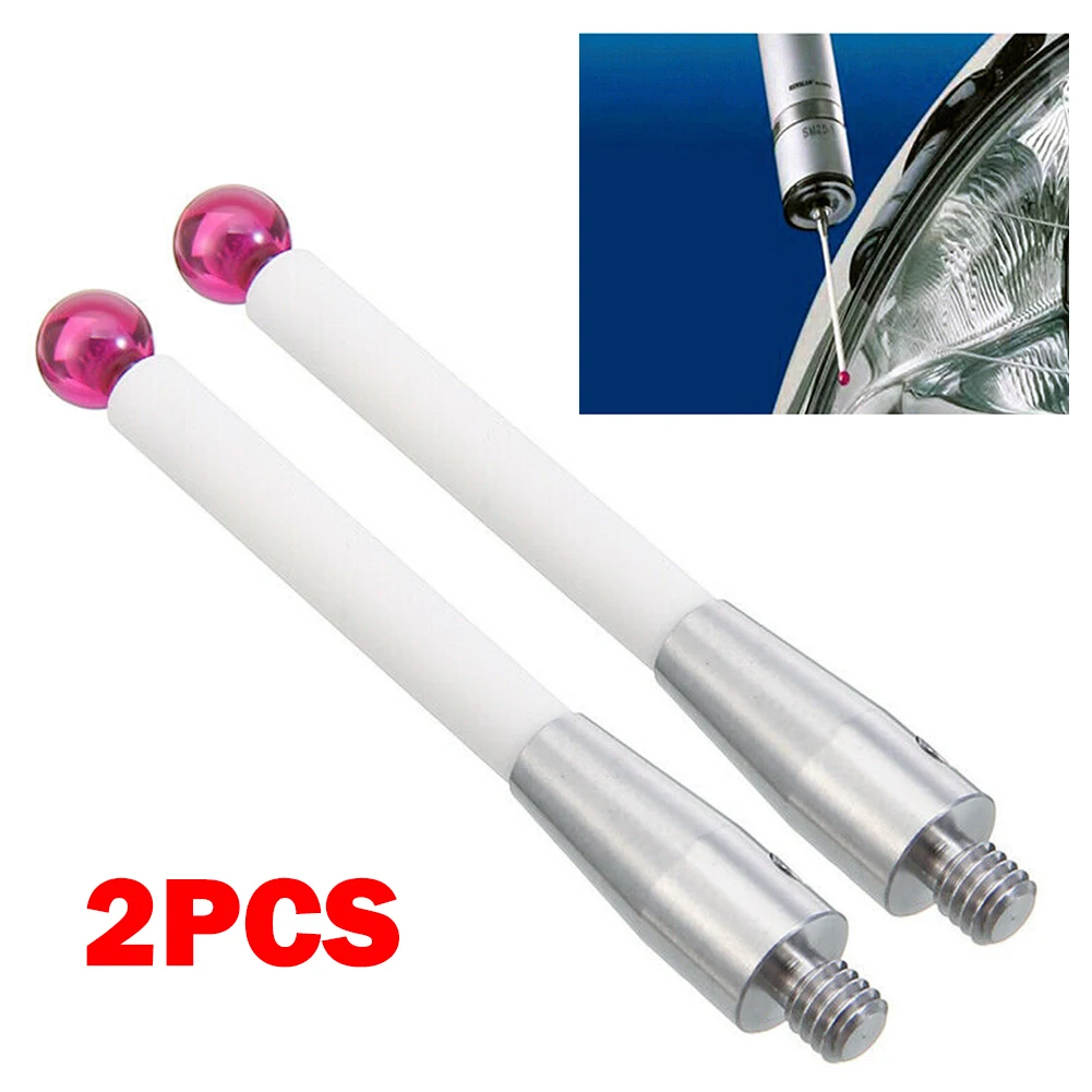 

2Pcs A-5000-3709 50mm CMM Touch Probe Stylus 6mm Diameter Ru Ball Rod CMM Probe Tip Ball Shaft Threaded Shank Accessories