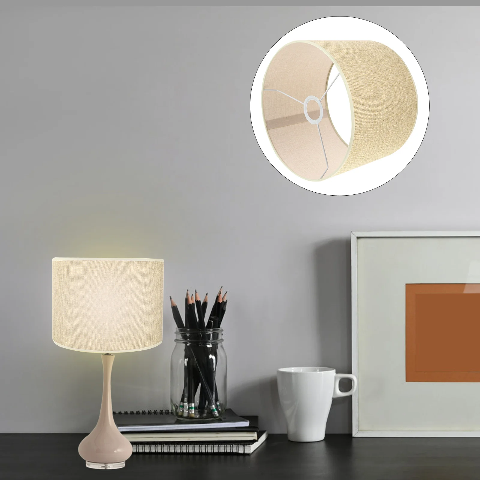 

1Pcs Linen Cloth Lampshade Cylindrical Decorative Accessory Durable Practical Bedside Housewarming Gift Simple Long Lasting