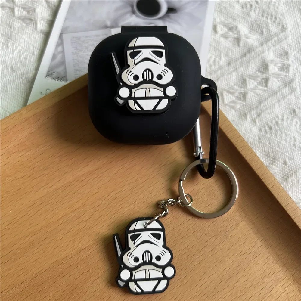 New Cartoon Silicone Soft Case for BASEUS Encok WM01 / WM01 Plus / WM02 / WM02 Plus Protector Cover Earphone Bags with Keyring