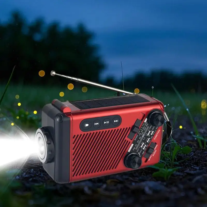 

Solar Radio Waterproof Radio Portable AM/FM Flashlight Hand Crank Solar Powered For Camping Survival Prepping Outage Disaster