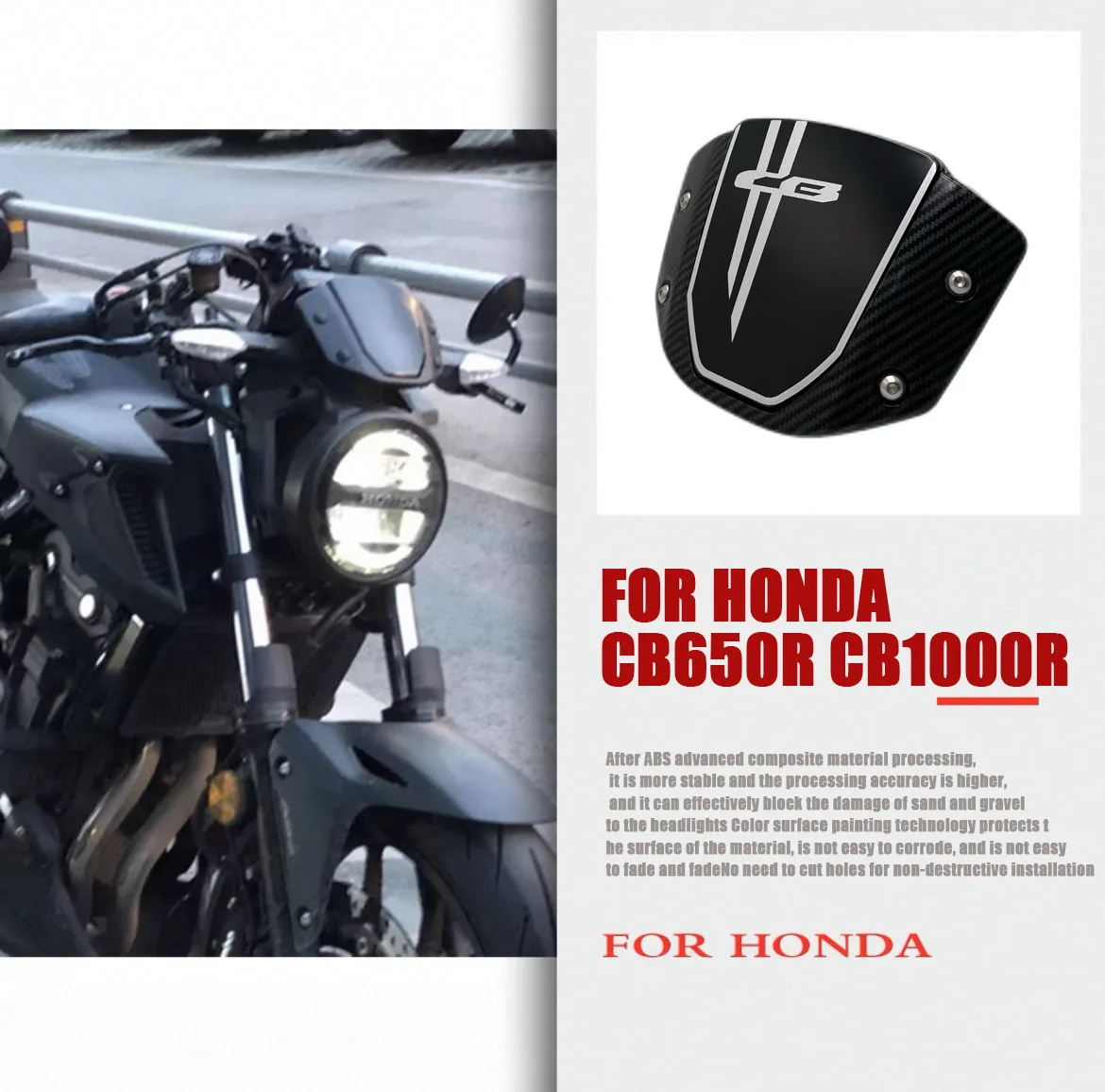 

Motorcycle Windshield For Honda CB650R CB1000R CB 650R 1000R 2018-2020 Sport Windshield Wind Deflector Visor Screen Bracket