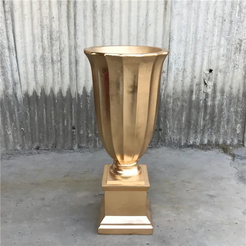 Fiberglass European Gold Foil Vases Floor Large Vases Front Desk Family Interior Luxury Art Flower Vase  Living Room Decoration