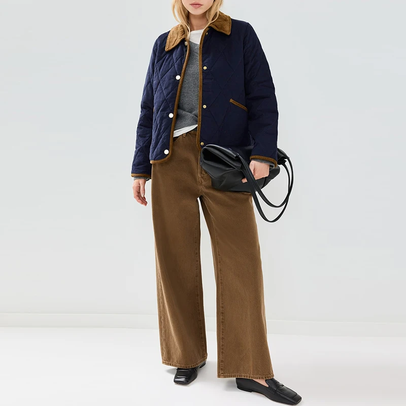 

Осенне-зимние женские вельветовые куртки, новые ретро лоскутные цветные однобортные однобортные куртки с лацканами и карманами, модные теплые пальто