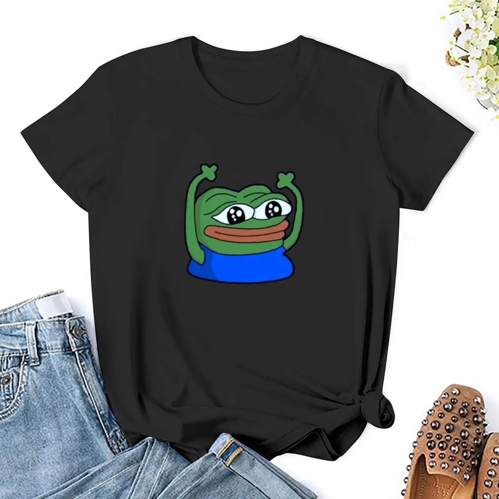 Pepe Meme - Peepo Happy T-Shirt Sommer Top Sommer Tops übergroße Sommer Damen bekleidung