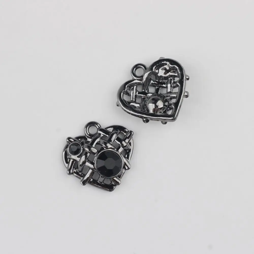 40Pcs Handmade Silvery Color Pendants Vintage Love Heart Necklace Earrings Pendant Connectors Diy Jewelry Making Accessories