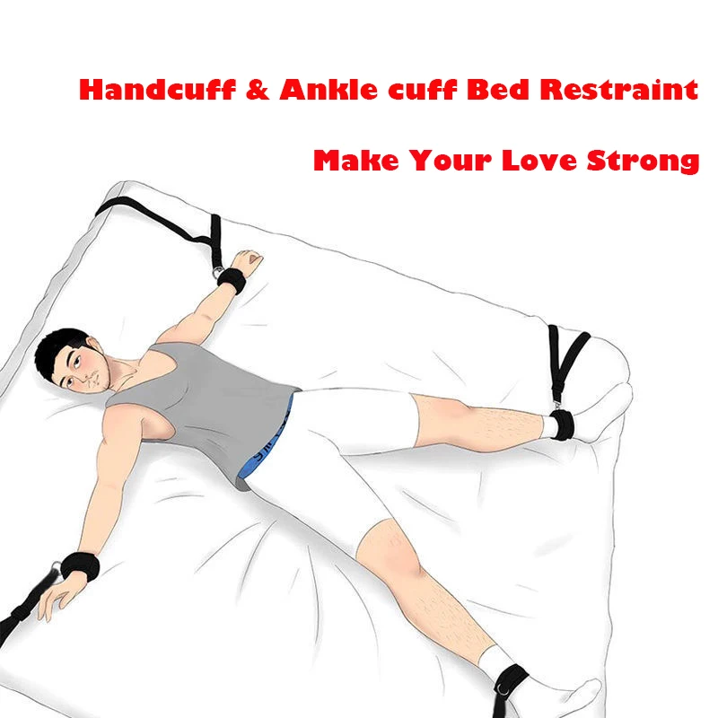 BDSM Bed Restraint Set for Sex with Handcuffs SM Bondage Kits Adult Couple Slave Game Sextoy Erotic Sexope Bed Strap System