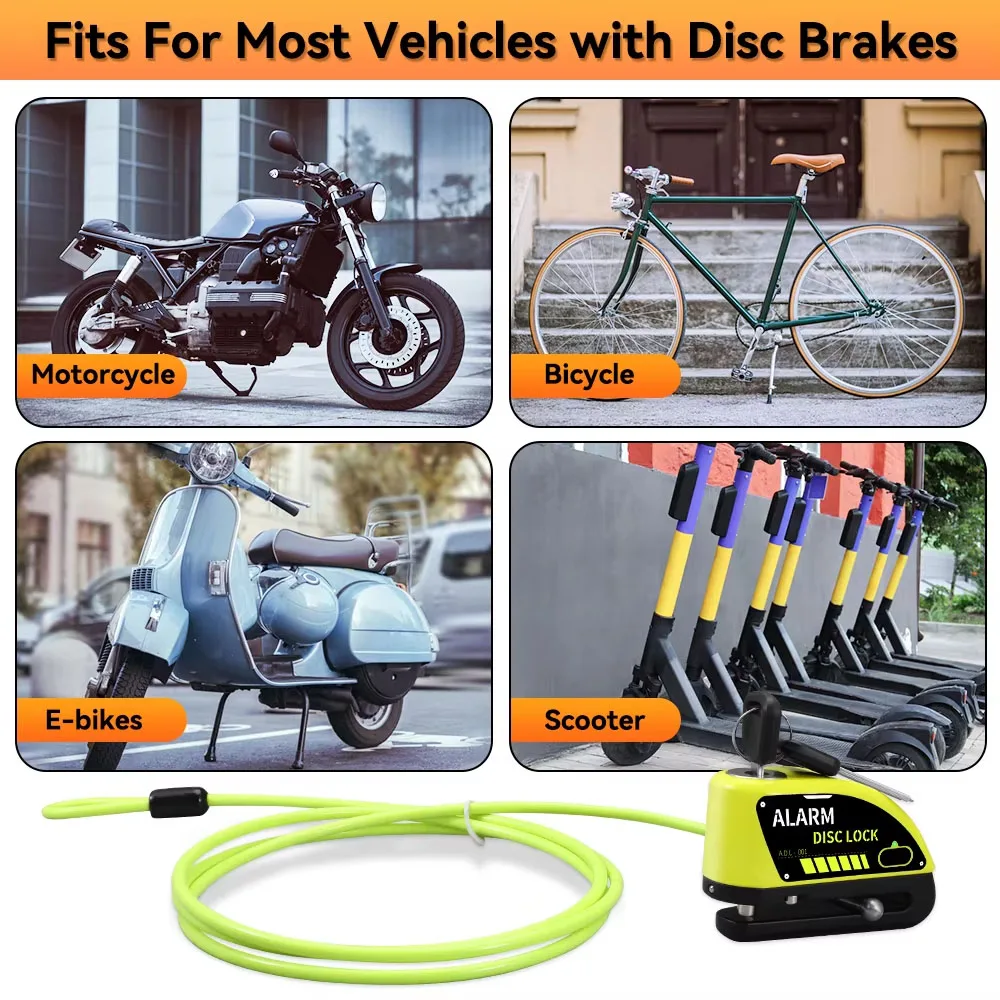 New Motorcycle Alarm Disc Brake Lock Security Moto Wheel Disk Padlock Waterproof 110dB Loud Anti Theft Alarma Motocicleta - view 3