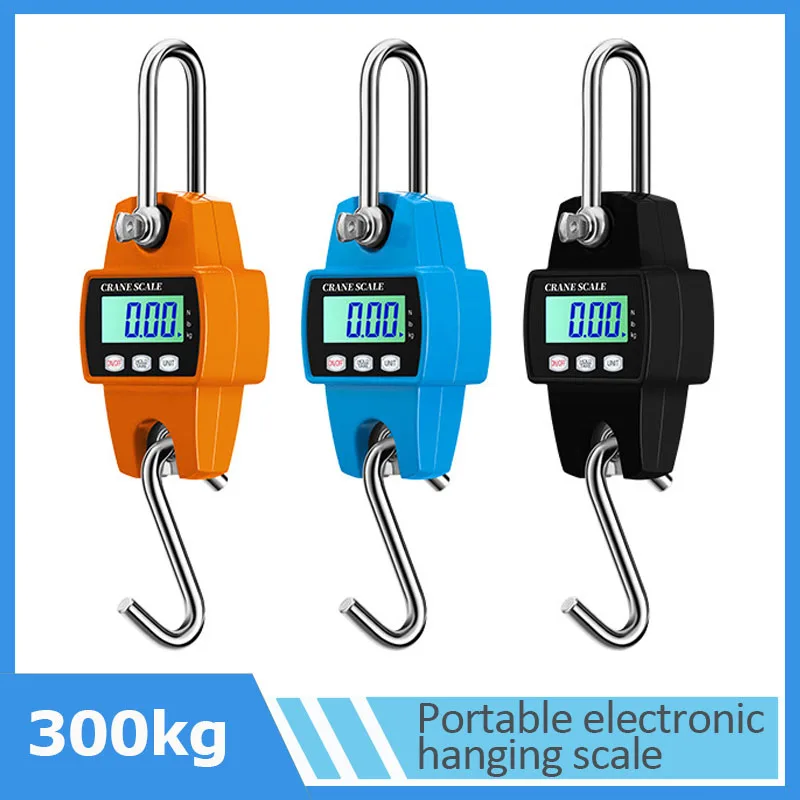 

300kg Precision Digital Crane Scale Portable Electronic Stainless Steel Industrial Heavy Duty Hook Hanging Scales Weight Kg/Lb/N