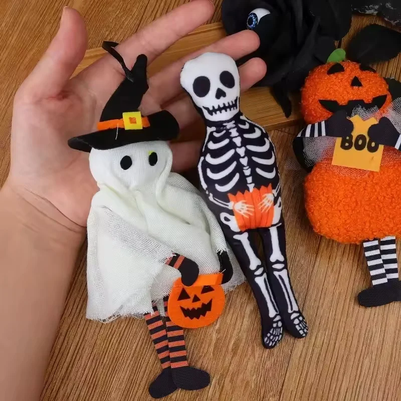NEW 1/4pc Halloween Hanging Pendant Pumpkin Black Cat Ghost Skull Horror Doll Ornament Outdoor Home Party Halloween Decoration
