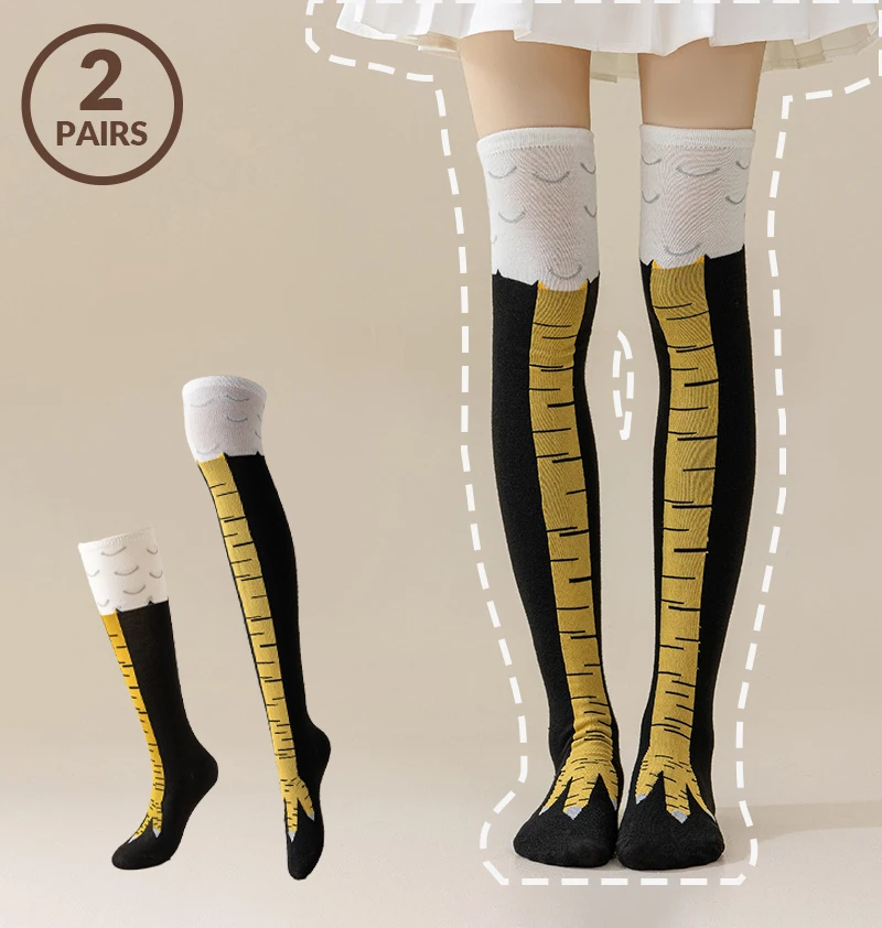 1/2paris Lustige Huhn Pfote Strumpf Über-knie Dünne Bein Lange Strümpfe Atmungsaktive Hohe Rohr Socken Frühling herbst Mädchen Socken