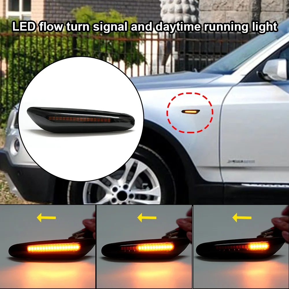 For BMW 1 3 5 Serie E46 E60 E61 E81 E82 E87 E88 E90 E91 E92 E93 X1 E84 X3 E83 X5 Dynamic Side Marker Turn Signal LED Light