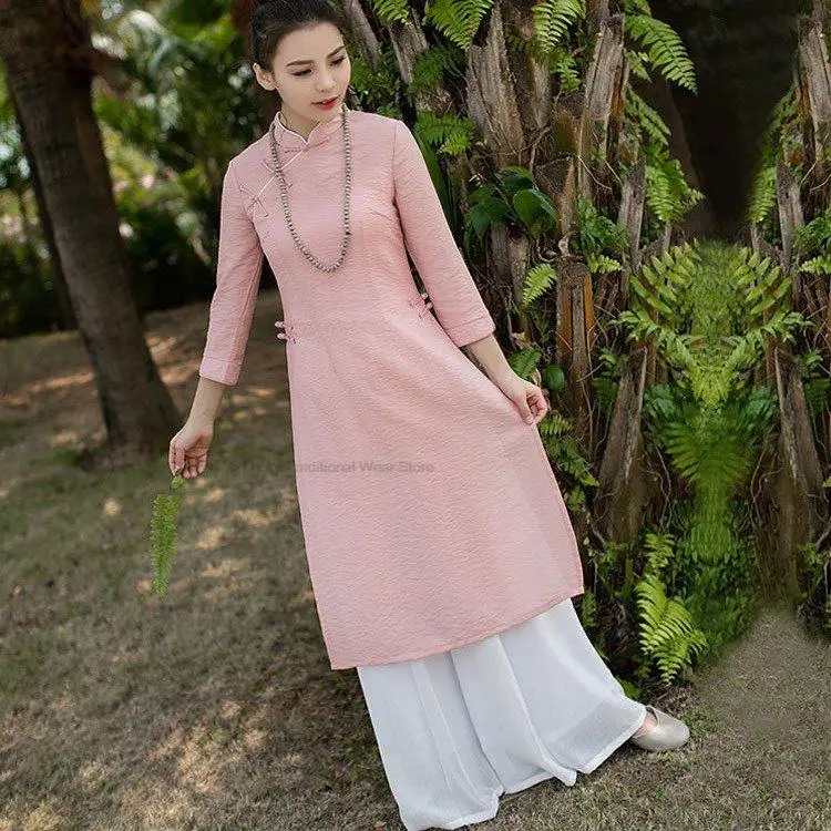 Vestido tradicional de estilo Oriental Ao Dai de Vietnam para mujer, Qipao chino elegante, Cheongsam Vintage