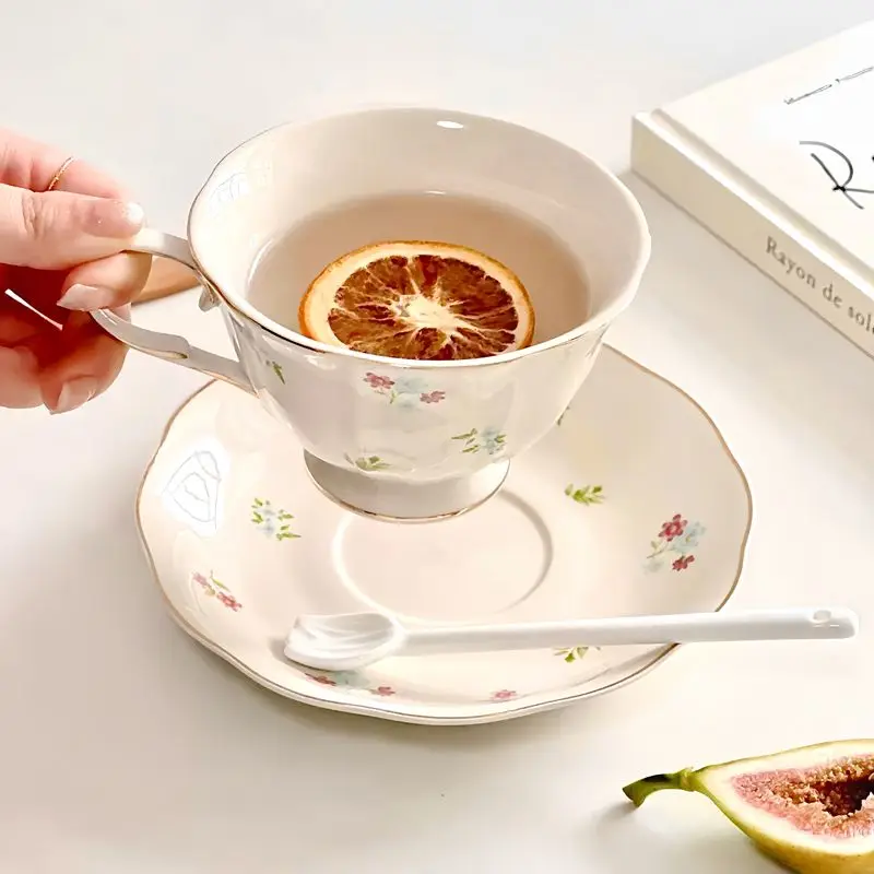 250ML Luxury Design Sense of High-end French Coffee Cups Niche Exquisite Handmade Set European Cup and Dish Set Gift Box