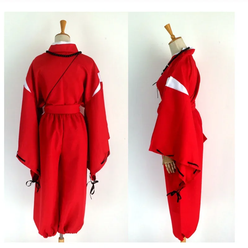 Anime Inuyasha Cosplay Costume Red Japanese Kimono Man Robe Costume Clothing With Wigs Ears And Necklace For Halloween Party PA4