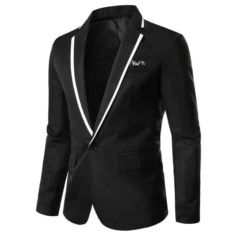 Mannen Slim Jas Business Casual Jasje Bruiloft Bruidegom Mannen Een Knop Blazer