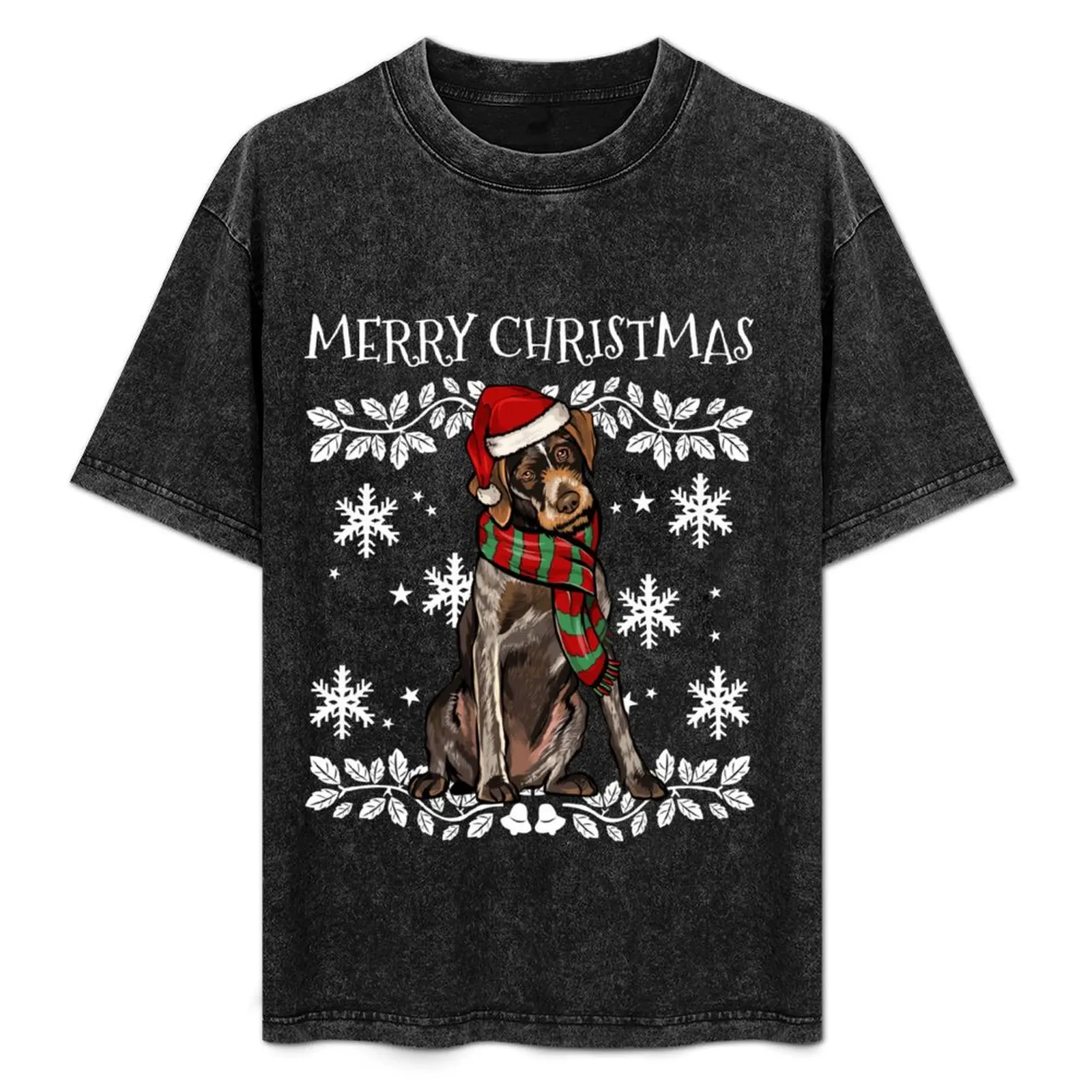 

Merry Christmas Ornament German Wirehaired Pointer Xmas T-Shirt Work Style Casual T-Shirt