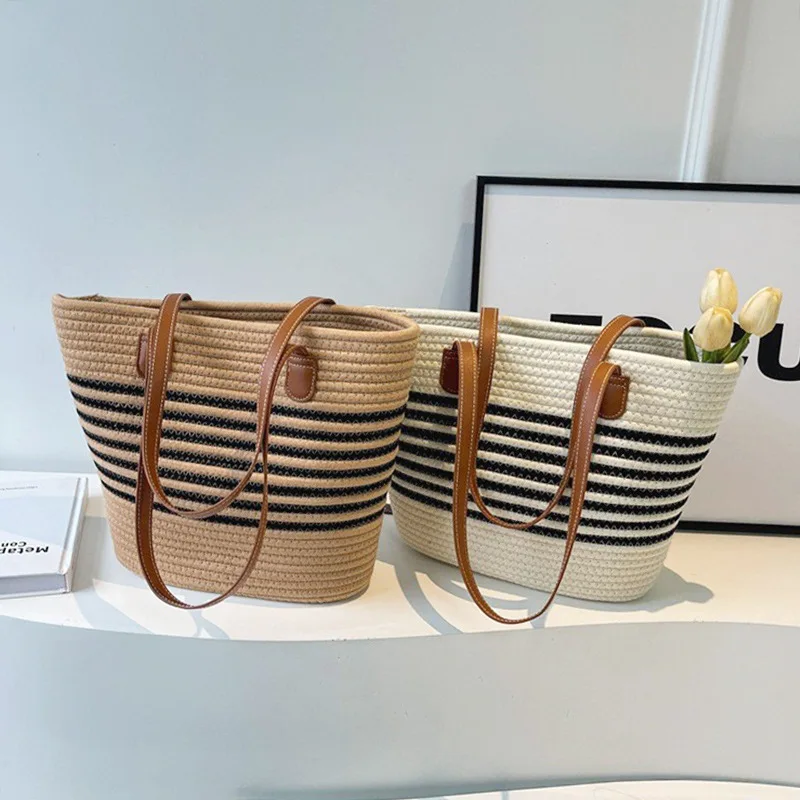 2025-new-woven-straw-shoulder-bag-women's-beach-tote-with-handles-versatile-vacation-purse-for-resort-seaside