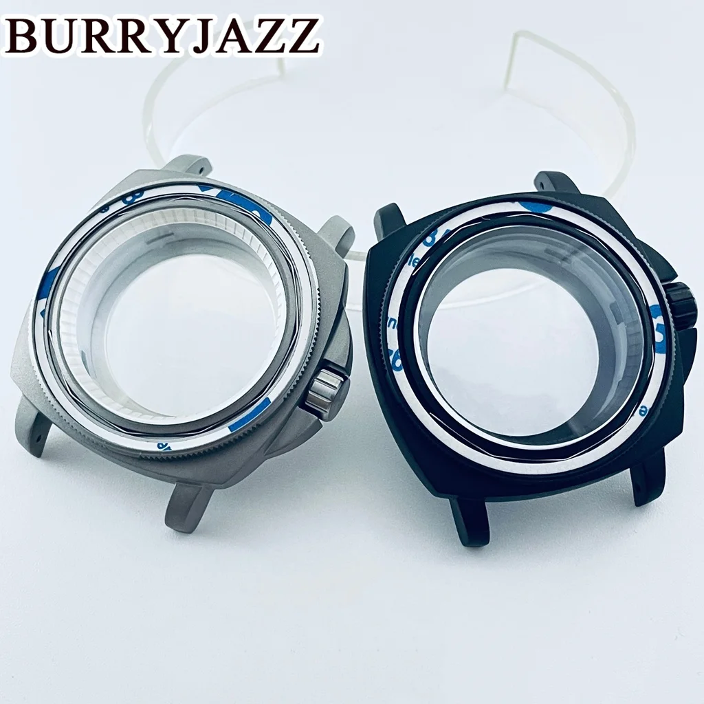 Caja de reloj de buceo cuadrada de 42 mm, con acabado cepillado y diseño original, con corona a las 3 en punto, compatible con los movimientos NH34, NH35, NH36 y NH38. Diámetro de la esfera: 28,5 mm.
