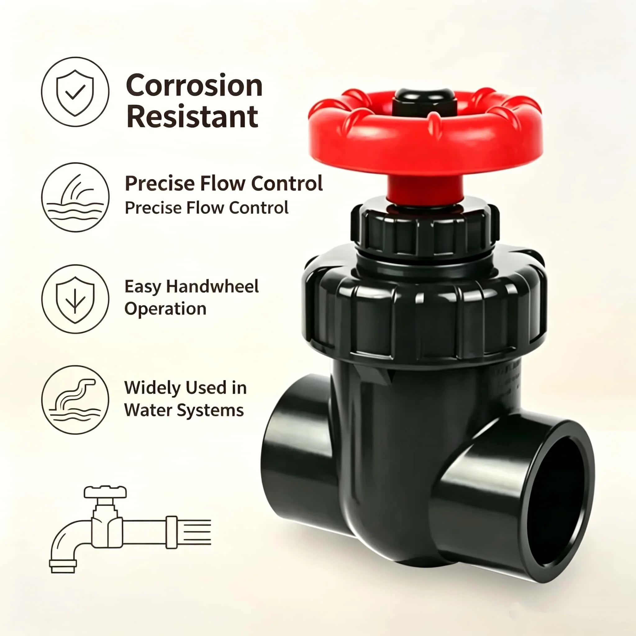 25/32/40mm UPVC Gate Valve Precision Flow Control PVC Sluice Valve Hi-quality Garden Irrigation Aquarium Accessories
