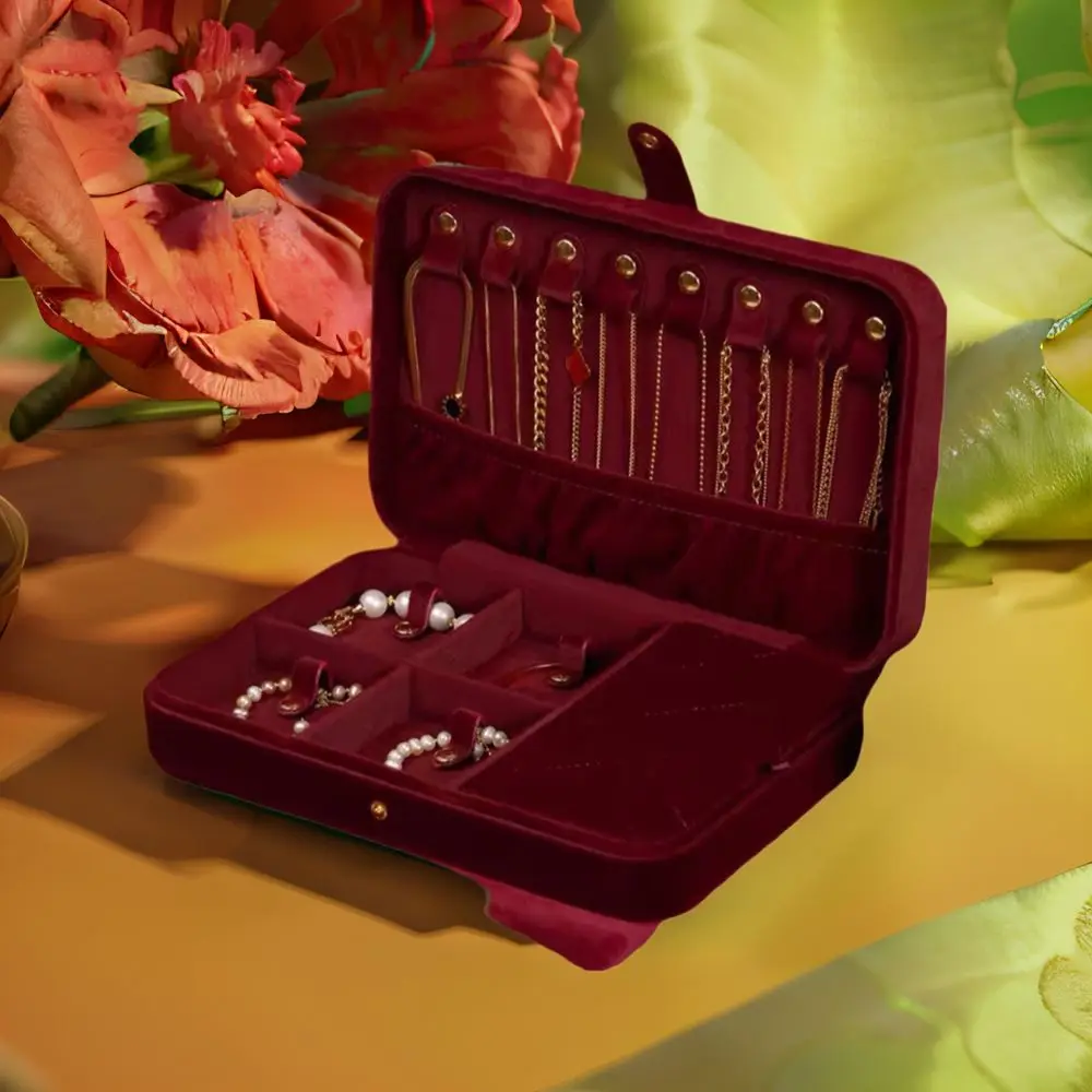 Velvet Necklace Storage Box Large Capacity Dustproof Jewelry Storage Box Vintage Space Saving Earrings Container Women