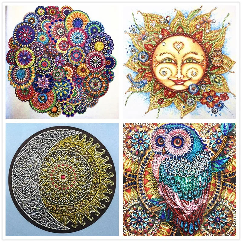 Kit pittura diamante 5D diamante mosaico Mandala fiori sole gufo teschio Halloween fai da te diamante ricamo decorazione della casa pittura