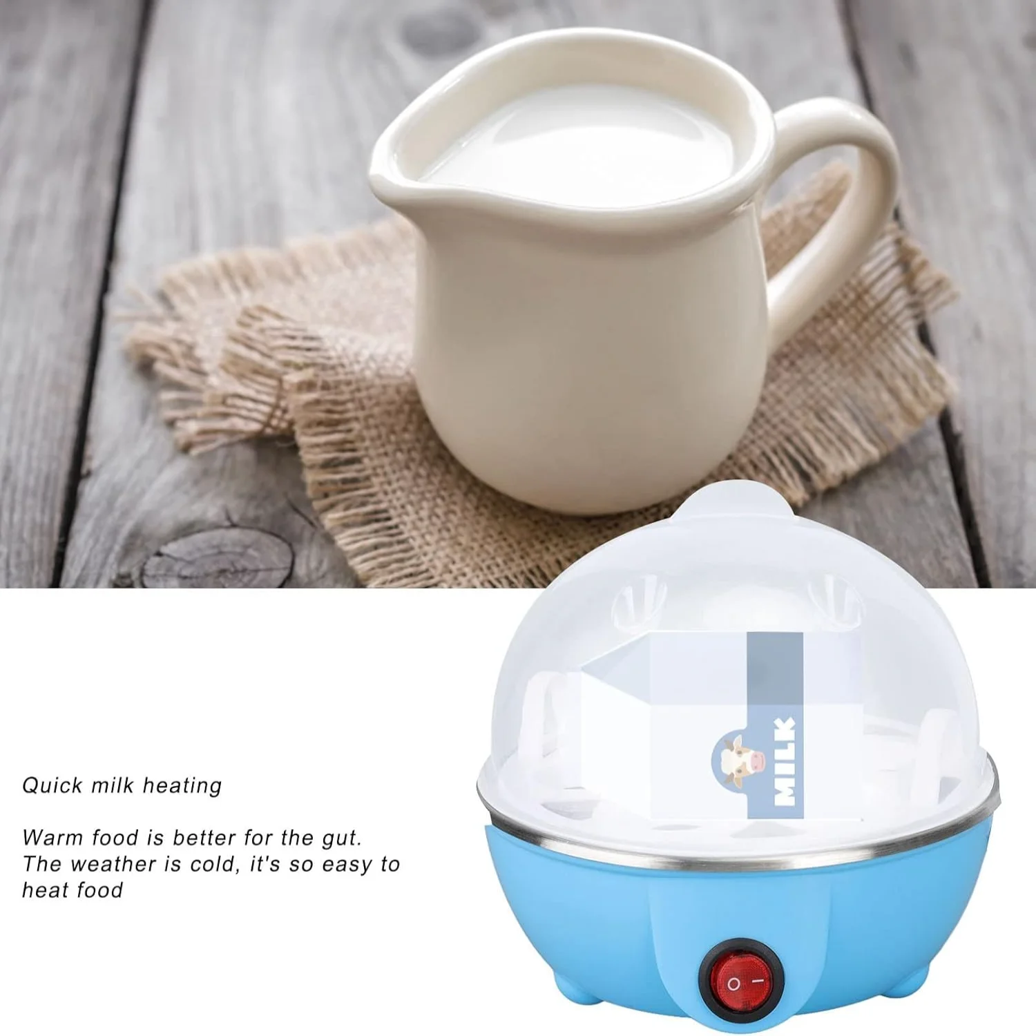 Egg Maker  to 7 Large Boiled Eggs Cooker Automatic Power Off Egg Steamer Egg Poacher with Heating Plate ( Plug 110V)