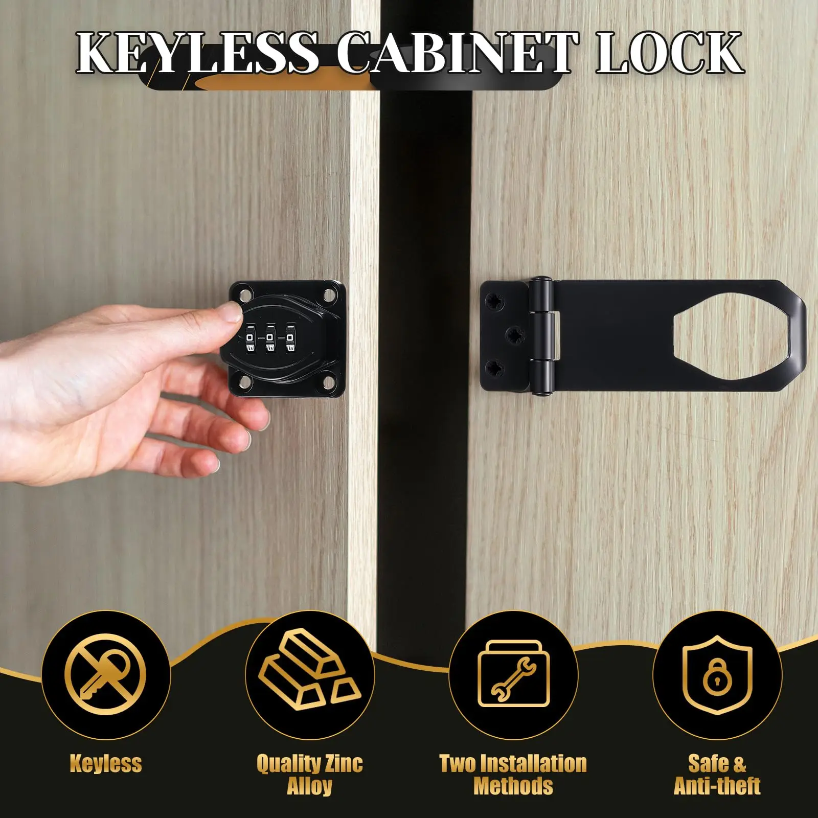 4in الميكانيكية قفل بكلمة مرور المنزلية قفل بكلمة مرور الروتاري غلق بمشبك أقفال بدون مفتاح لحديقة صندوق البريد الداخلي الحمام أبواب الحيوانات الأليفة #5