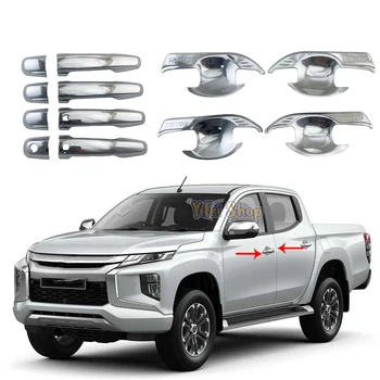 ใหม่อุปกรณ์เสริม ABS โครเมี่ยมมือจับประตูชุบโครเมียมสไตล์ฝาครอบสำหรับ Mitsubishi Triton L200 2019 2020 2021 2022